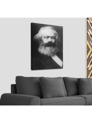Limitless Design Karl Marx Siyah Beyaz Dekoratif Hd Baskı Kanvas Tablo 1198