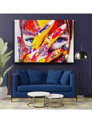 Limitless Design Dekor Ofisi Sanatsal Makyajlı Kadın Modern Dekoratif Hd Baskı Kanvas Tablo
