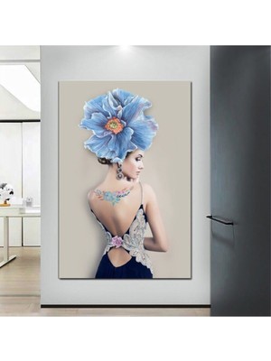 Limitless Design Dekoratif Flowers Women Hd Baskı Kanvas Tablo