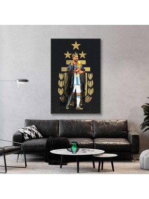 Limitless Design Lionel Messi Dünya Kupası Gold Arjantin Futbol Takımı Arması Hd Baskı Kanvas Tablo