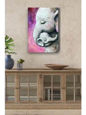 Limitless Design Fil Yavrusu Ve Annesi Yağlı Hd Baskı Kanvas Tablo