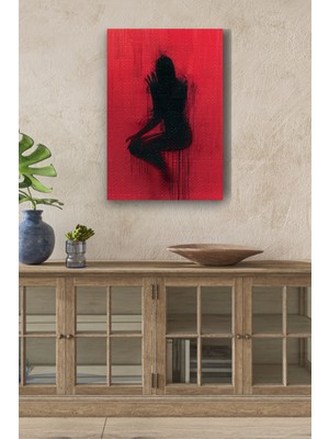 Limitless Design Kırmızı Duvar Önündeki Siyah Silüet Yağlı Hd Baskı Kanvas Tablo