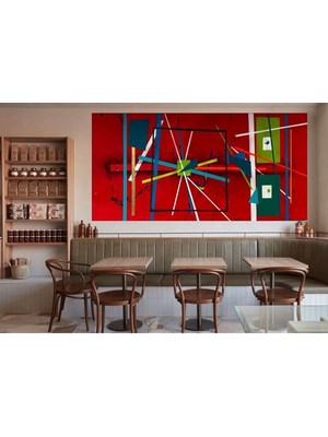 Limitless Design Soyut Çizgili Kırmızı Duvar Hd Baskı Kanvas Tablo Tablosu