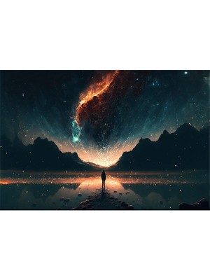 Limitless Design Auro Işığı ve Gece Manzarası Hd Baskı Kanvas Tablo