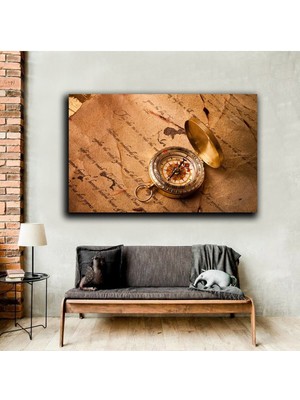 Limitless Design Dünya Haritası Tablosu 10 Pusula Detaylı|hd Baskı Kanvas Tablo