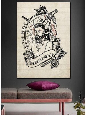 Limitless Design Unisex Eskitme Tasarım Erkek Kuaför Berber Model Özgün Tasarım Hd Baskı Kanvas Tablo