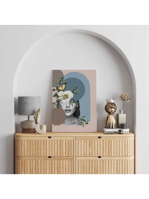 Limitless Design Hd Baskı Kanvas Tablo Çiçek ve Kadın Portresi Temalı 64