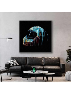 Limitless Design Üzerinden Neon Rengi Boyalar Akan Motorsiklet Kaskı Cross Motor Heyecan Kare Hd Baskı Kanvas Tablo