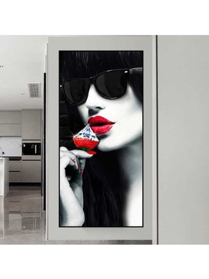 Limitless Design Dekoratif Red Lips Hd Baskı Kanvas Tablo