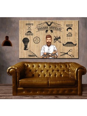 Limitless Design Erkek Berberi Berber Malzemeleri Içeren Kuaför Tablosu V2 DKMR206 - 70X100CM