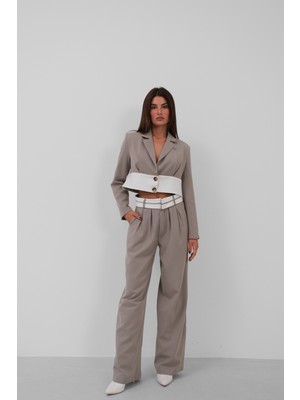 Garnili Ceket Pantolon Gri Takım