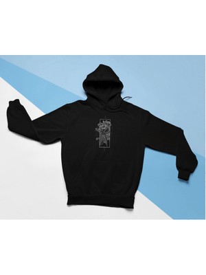 Swozz Gül Çizim Baskılı  Oversize Premium Sweatshirt Hoodie