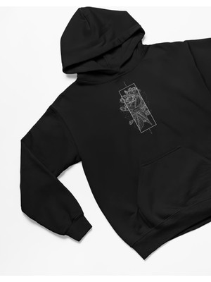 Swozz Gül Çizim Baskılı  Oversize Premium Sweatshirt Hoodie