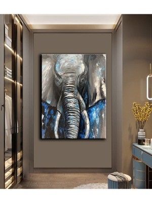 Limitless Design Yağlı Boya Efektli Şık Fil Tablosu F4|hd Baskı Kanvas Tablo