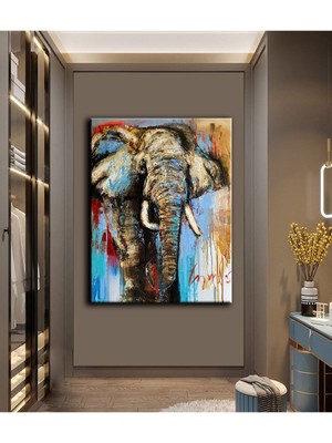 Limitless Design Yağlı Boya Efektli Şık Fil Tablosu F3|hd Baskı Kanvas Tablo