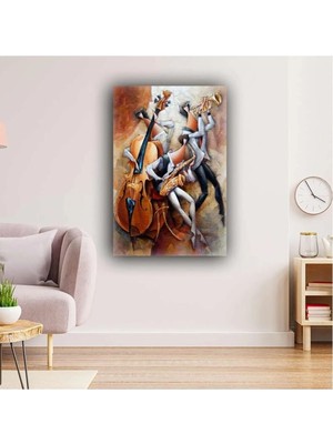 Limitless Design Sürrealizm Müzik Sanatı Yağlı Boya Efektli Çalgıcılar Dekoratif Hd Baskı Kanvas Tablo AR030170