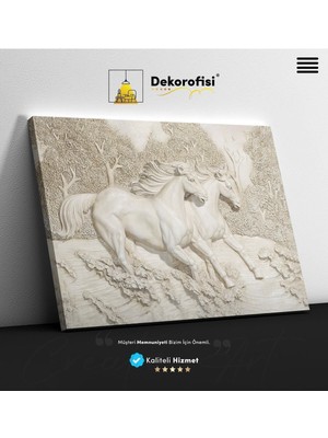 Limitless Design Dekor Ofisi 3D Görünümlü Atlar Dekoratif Hd Baskı Kanvas Tablo