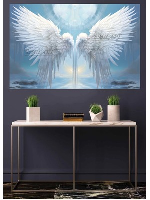 Limitless Design Gökyüzünde Beyaz Melek Kanatları Hd Hd Baskı Kanvas Tablo