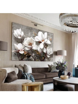 Limitless Design |gri-Gold Kombini En Çok Sevilen Çiçek Tablosu Videolu|çerçevesiz Hd Baskı Kanvas Tablo