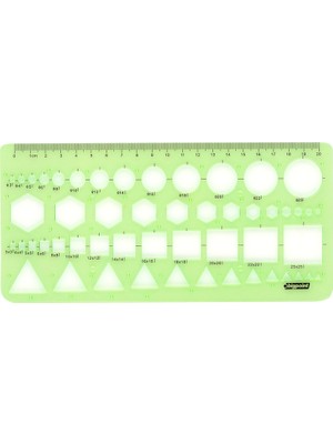 Bigpoint | Geometrik Şablon, Kolay Kırılmayan 3 Mm'den - 25 Mm'ye 13 Farklı Şekil Şablonu, 20 cm Cetvel