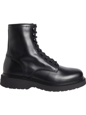 Calvin Klein Deri Siyah Erkek Bot Lace Up Boot W/ Zıp Lth