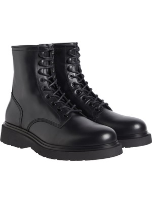 Calvin Klein Deri Siyah Erkek Bot Lace Up Boot W/ Zıp Lth