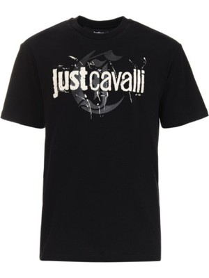 Just Cavalli Bisiklet Yaka Siyah Erkek T-Shirt 76OAHG11