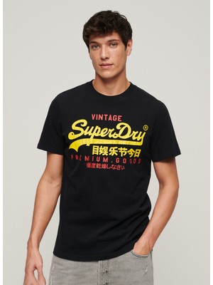 Superdry Bisiklet Yaka Baskılı Siyah Erkek T-Shirt M1011977A12A_VL Duo Tee