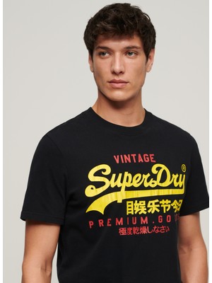 Superdry Bisiklet Yaka Baskılı Siyah Erkek T-Shirt M1011977A12A_VL Duo Tee