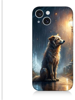 Teknomeg Apple iPhone 15 Plus Uyumlu Yağmurlu Sokak  Desenli Silikon Kılıf