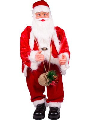 Herdekora Yılbaşı Noel Baba Büyük Boy Hediye Çantalı Hareketli ve Müzikli Kırmızı