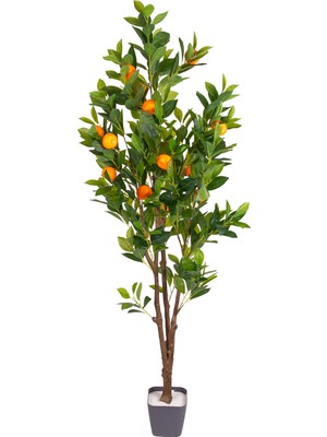 Herdekora Yapay Mandalina Ağacı Gerçek Dokulu Turuncu-Yeşil 150 Cm.