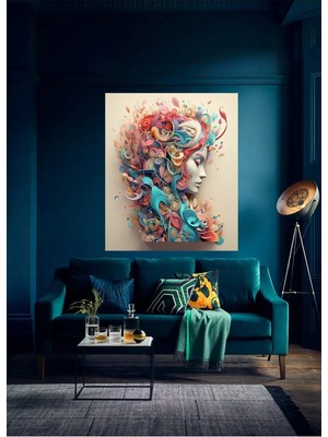 Limitless Design 3D 3 Boyut Görünümlü Renkli Kadın Hd Hd Baskı Kanvas Tablo