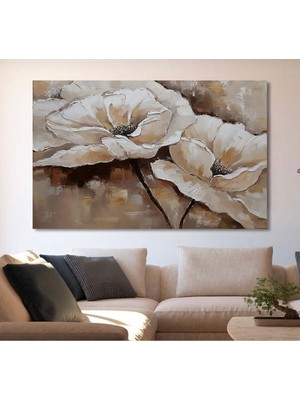 Limitless Design Yağlı Boya Görünümlü Sanatsal Çiçek Kanvas Gülen Tablo