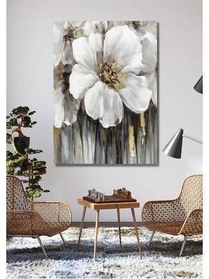 Limitless Design Beyaz Çiçek Hd Baskı Kanvas Tablo Salon Oturma Yatak Odası Ofis Antre Cafe Için Duvar Dekoru