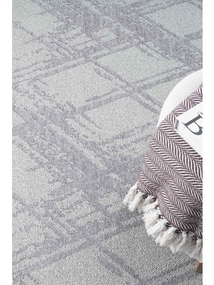 Bukle Gri Kaymaz Taban Makinede Yıkanabilir Kilim Balkon Mutfak Halısı Bk176 200 x 290