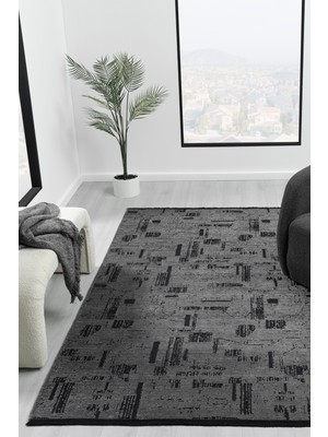 Eko Antrasit Kaymaz Taban Kilim Balkon Mutfak Oturma Odası Halısı Yoluk Eko115 80 x 150