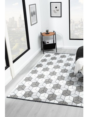 Bukle Krem Kaymaz Taban Makinede Yıkanabilir Kilim Balkon Mutfak Halısı Bk476 80 x 150