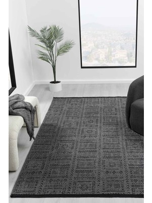 Eko Antrasit Kaymaz Taban Kilim Balkon Mutfak Oturma Odası Halısı Yoluk Eko344 80 x 150