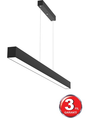 Nidage Lineer 120cm ( Siyah Kasa, Gün Işığı ) Ledli Sarkıt Modern Led Avize, Salon, Mutfak, Lineer Avize