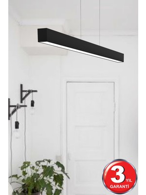 Nidage Lineer 120cm ( Siyah Kasa, Gün Işığı ) Ledli Sarkıt Modern Led Avize, Salon, Mutfak, Lineer Avize