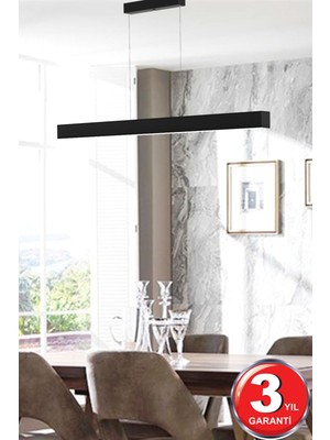 Nidage Lineer 120cm ( Siyah Kasa, Gün Işığı ) Ledli Sarkıt Modern Led Avize, Salon, Mutfak, Lineer Avize