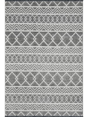 Ipar Gri Çift Taraflı Dokuma Kilim Balkon Mutfak Oturma Odası Halısı Ip0041 80 x 150