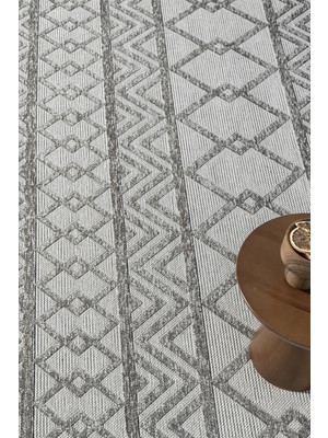 Ipar Gri Çift Taraflı Dokuma Kilim Balkon Mutfak Oturma Odası Halısı Ip0041 80 x 150