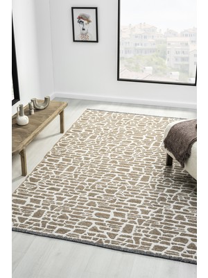 Ipar Bej Çift Taraflı Dokuma Kilim Balkon Mutfak Oturma Odası Halısı Ip0033 80 x 150