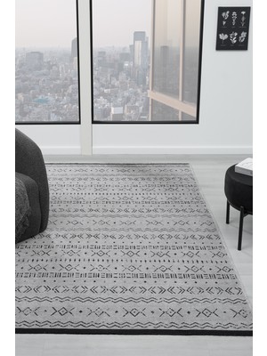 Eko Gri Kaymaz Taban Kilim Balkon Mutfak Oturma Odası Halısı Yoluk Eko335 120 x 180