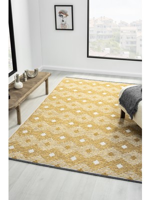 Ipar Hardal Çift Taraflı Dokuma Kilim Balkon Mutfak Oturma Odası Halısı Ip0038 80 x 150