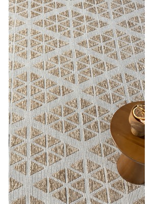 Ipar Bej Çift Taraflı Dokuma Kilim Balkon Mutfak Oturma Odası Halısı Ip0048 120 x 180