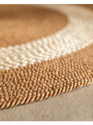 Madame Coco Alsace Yuvarlak Kilim - Naturel/Krem - 120 Cm