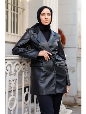 Kadın Cepli Içi Astarlı Deri Ceket -PMK328